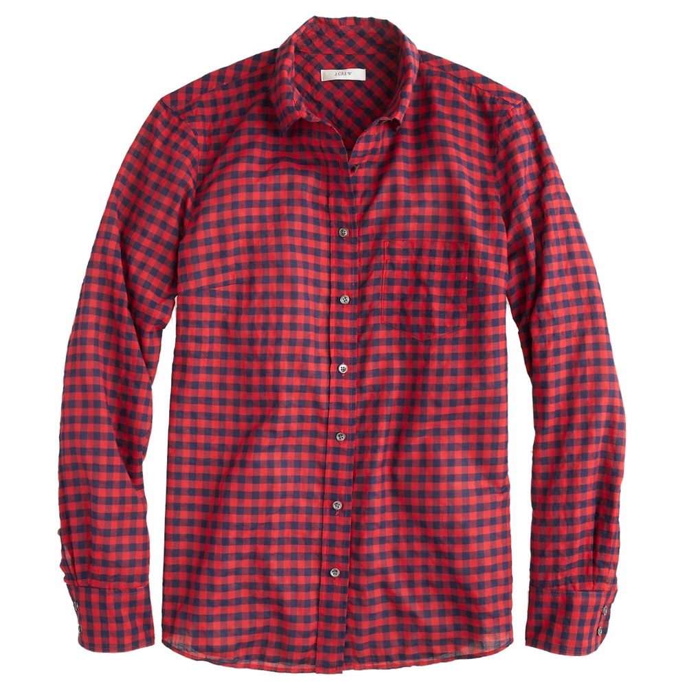 J. Crew Crinkle Boy Shirt in Red Check